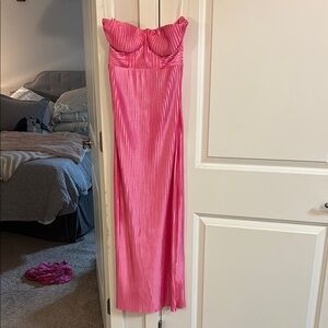 Elegant Pink RIBBED Strapless Dress NWT